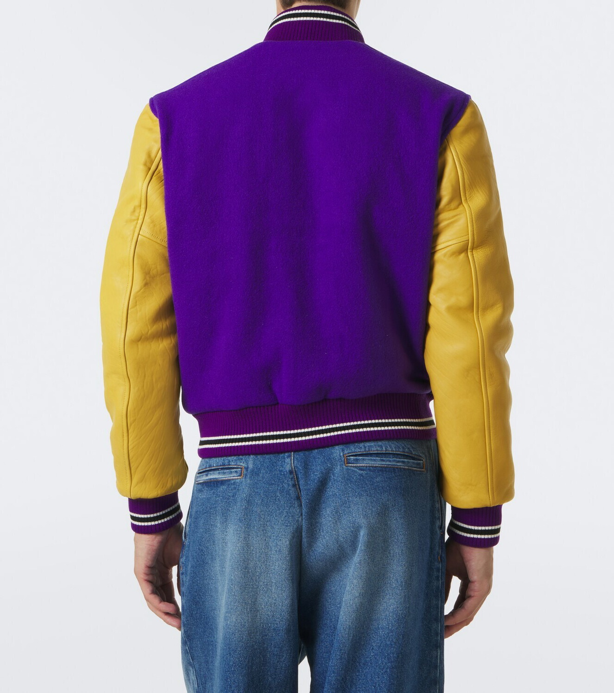ERL Leather-trimmed wool-blend bomber jacket