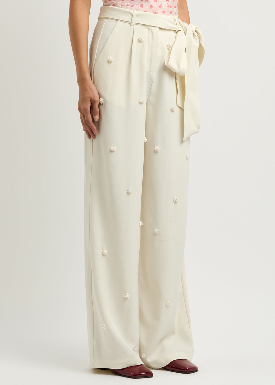 【英国発Sister Jane】Polo Pearl wide-leg twill trousers Sister Jane Polo Pearl Wide-leg Twill Trousers White Sister Jane