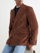 Canali - Capri Double-Breasted Cotton-Corduroy Blazer - Brown