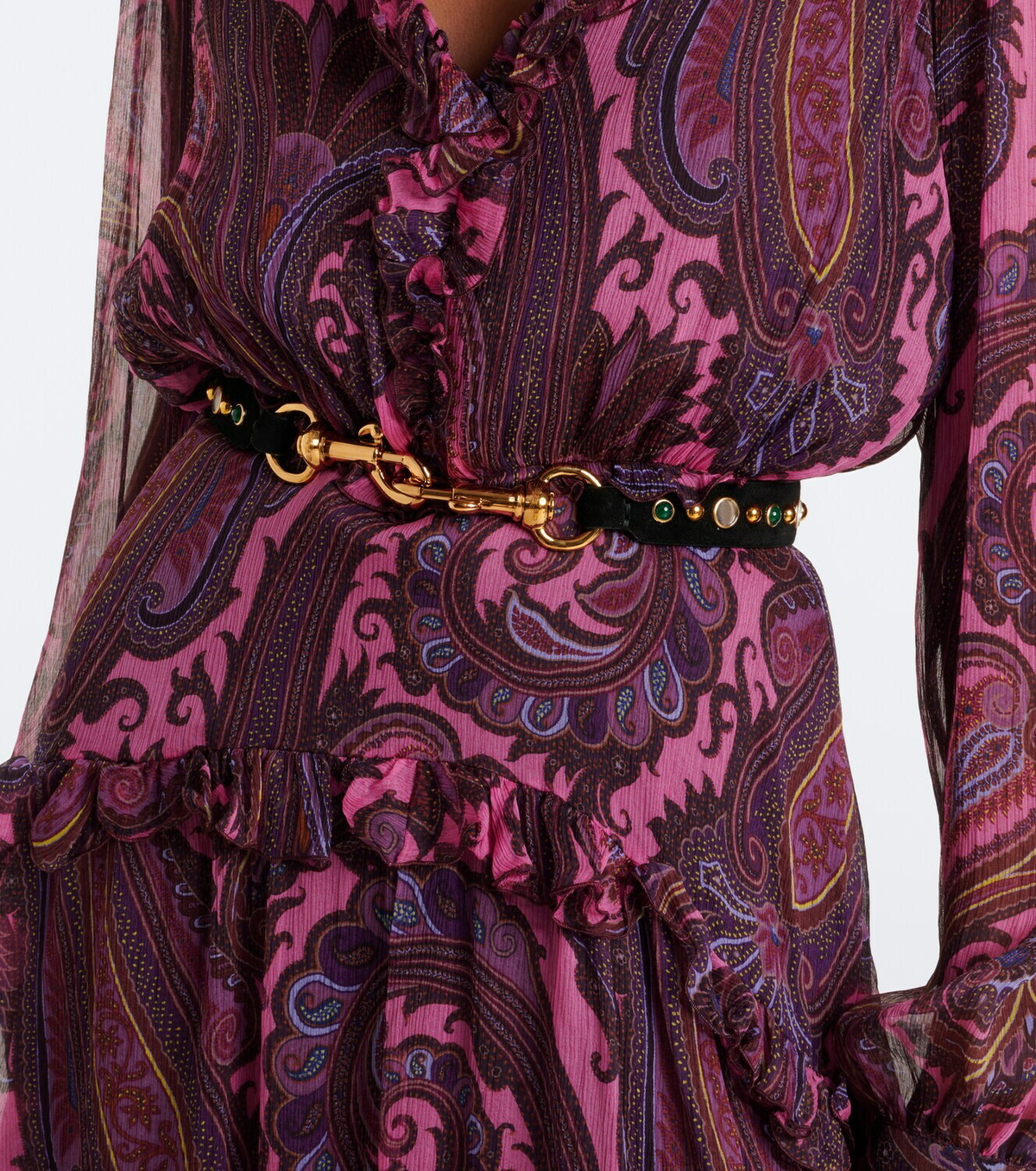Etro Pony embellished suede belt