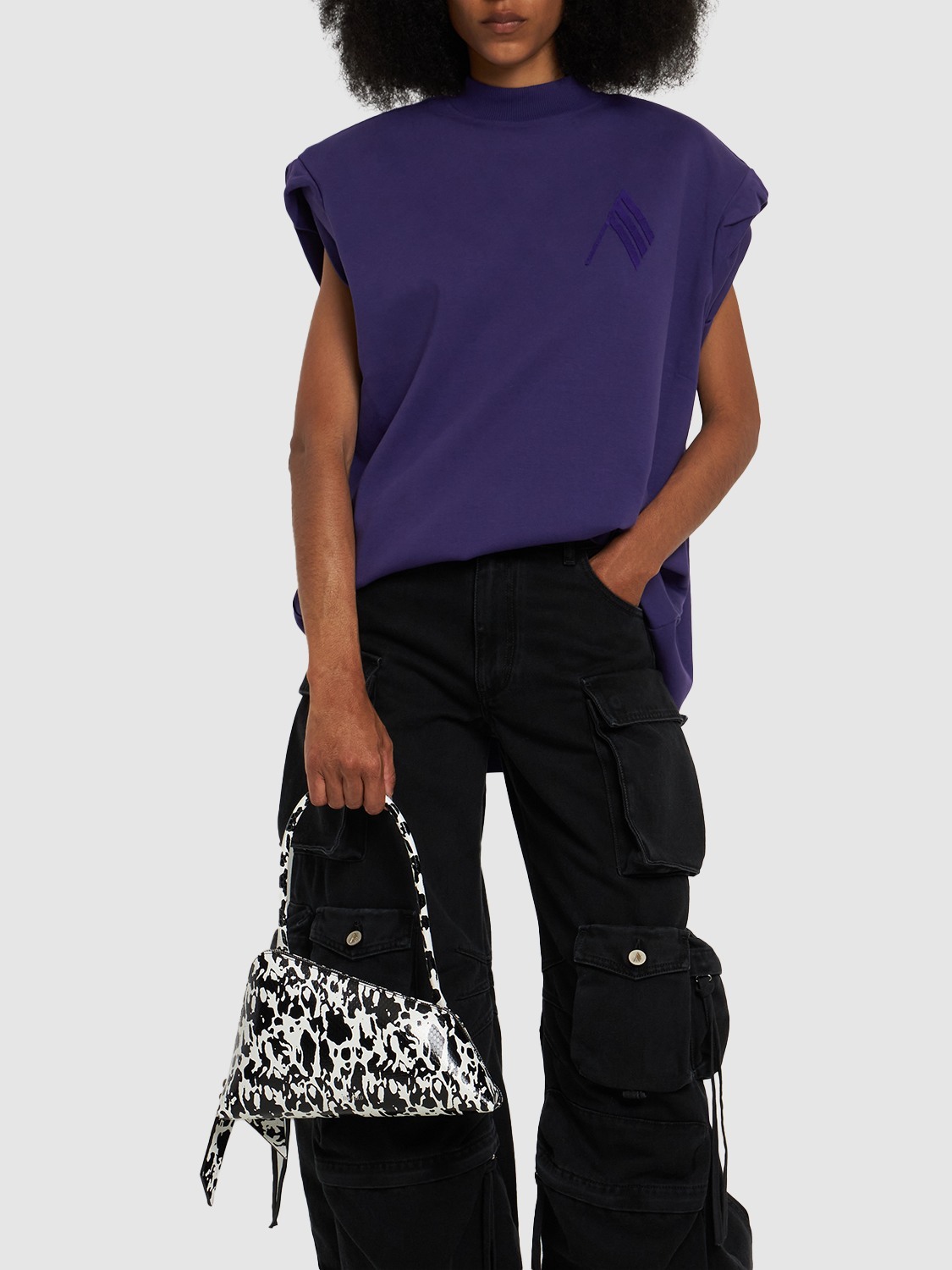 THE ATTICO - Sunrise Printed Leather Shoulder Bag The Attico