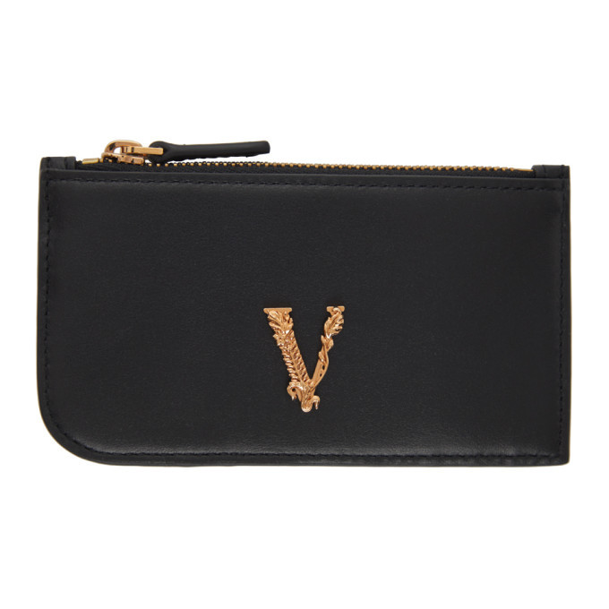 Versace Black Vitrus Zip Card Holder Versace