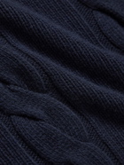 Anderson & Sheppard - Slim-Fit Cable-Knit Merino Wool Rollneck Sweater - Blue