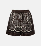 Nili Lotan Frances printed silk twill shorts