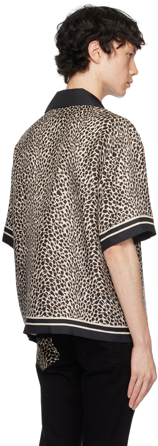 AMIRI Black MA Leopard Bowling Shirt