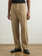 SAINT LAURENT - Tapered Pleated Grain de Poudre Wool Trousers - Neutrals