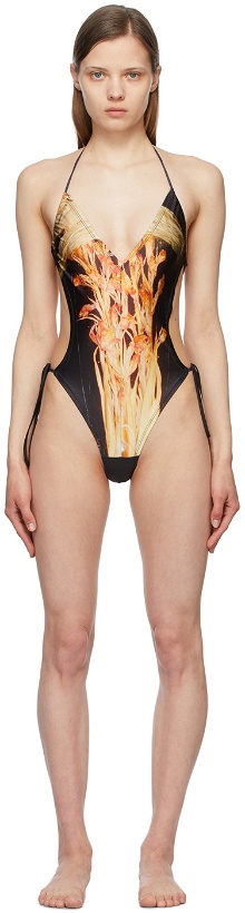 Photo: Charlotte Knowles SSENSE Exclusive Black & Orange Harley Weir Edition Perse One-Piece Swimsuit