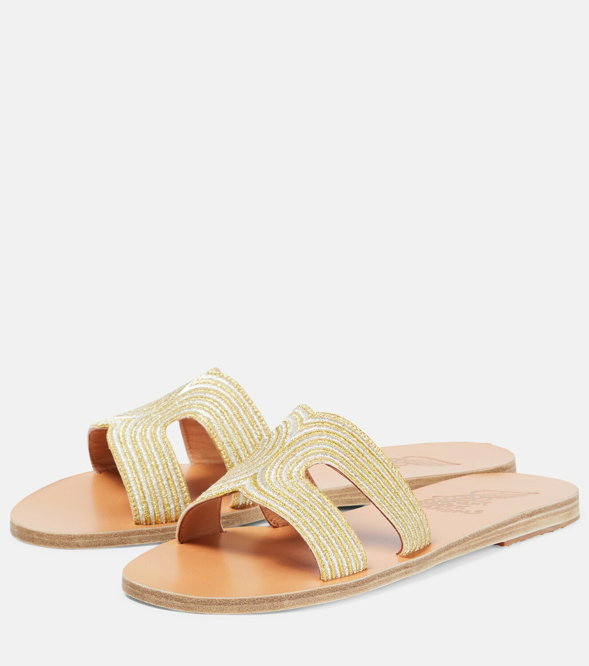 Ancient Greek Sandals - Kentima striped metallic sandals