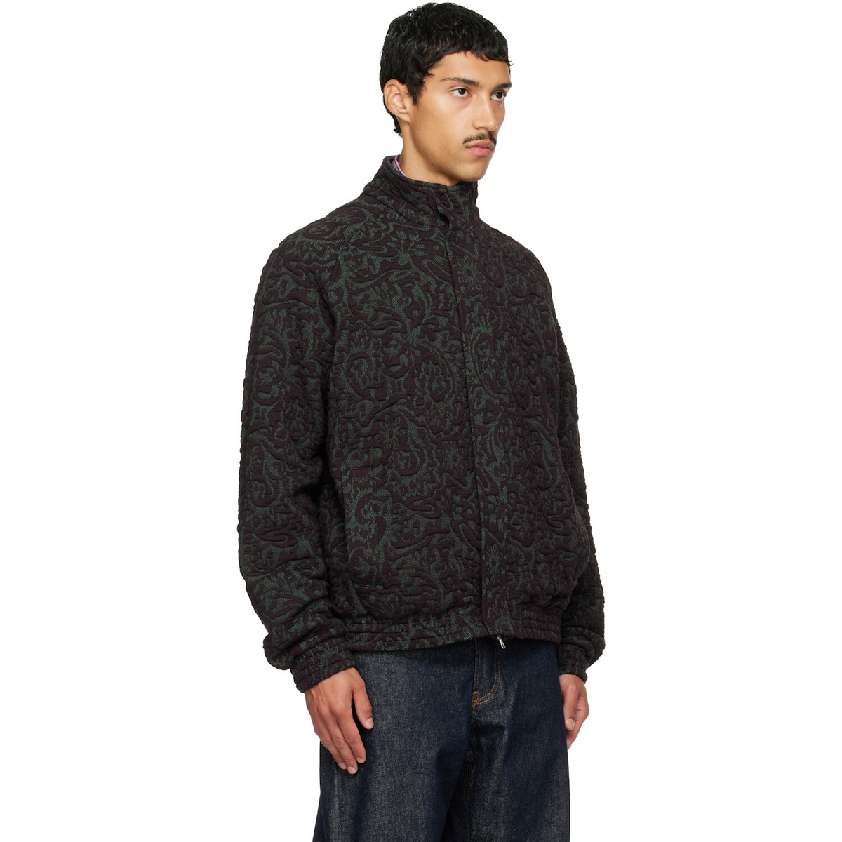 Dries Van Noten Purple & Green Jacquard Jacket