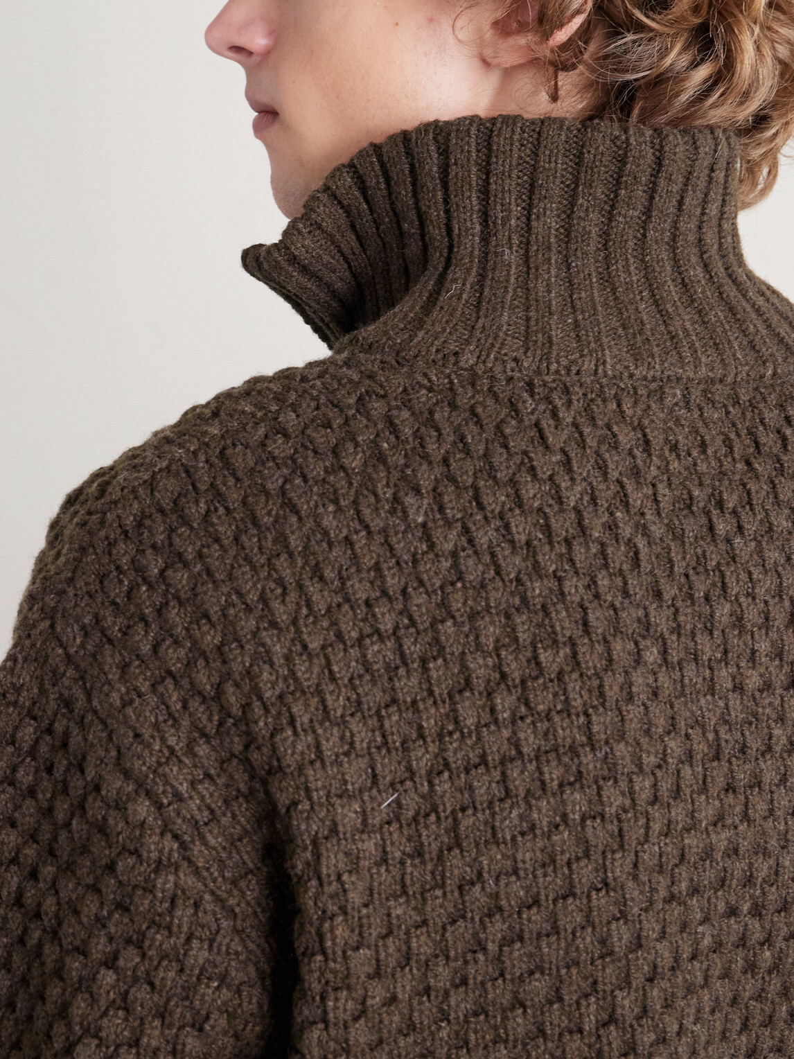 Beams Plus - Zip-Up Wool Sweater - Brown