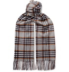 Johnstons of Elgin - Fringed Prince of Wales Checked Cashmere Scarf - Gray
