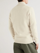 Sunspel - Shawl-Collar Merino Wool and Cashmere-Blend Sweater - White
