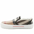 Burberry Men's Curt Check Slip On Sneakers in Birch Brown Check