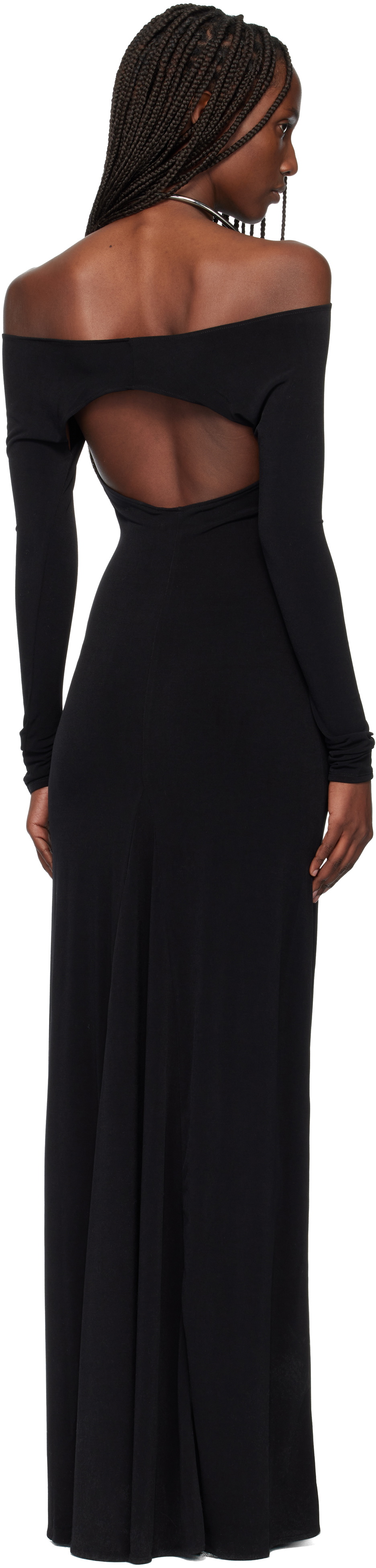 Coperni Black Cut-Out C-Logo Maxi Dress