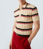Valentino VLogo pointelle striped cotton polo shirt