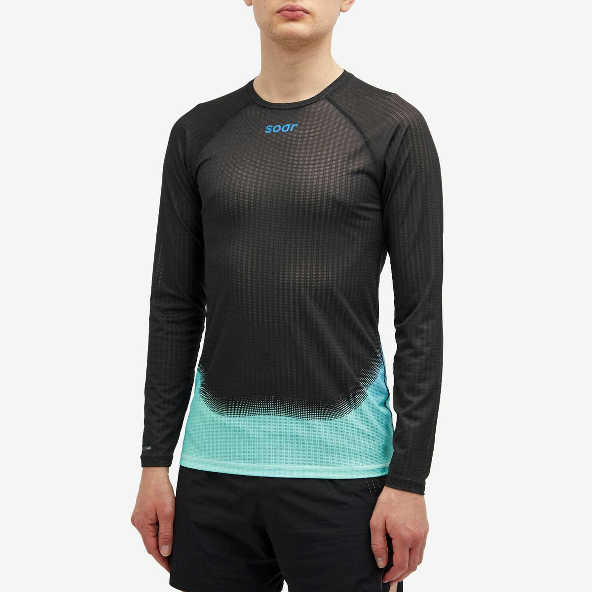 SOAR Men's Long Sleeve Race Base Layer in Black/Blue/Green Soar