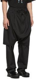 JERIH Black Double Layered Trousers