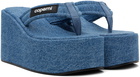 Coperni Blue Denim Branded Wedge Sandals