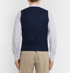 Lardini - Slim-Fit Double-Breasted Knitted Cotton Sweater Vest - Navy