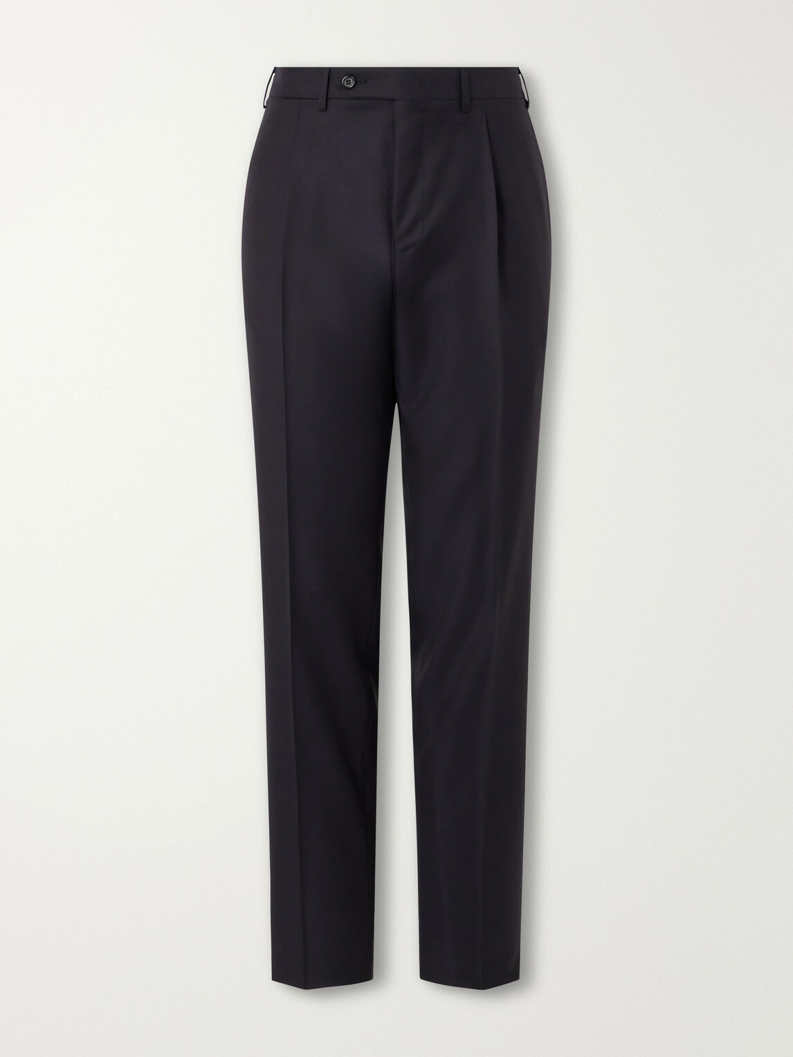 Canali - Tapered Pleated Wool-Twill Trousers - Blue