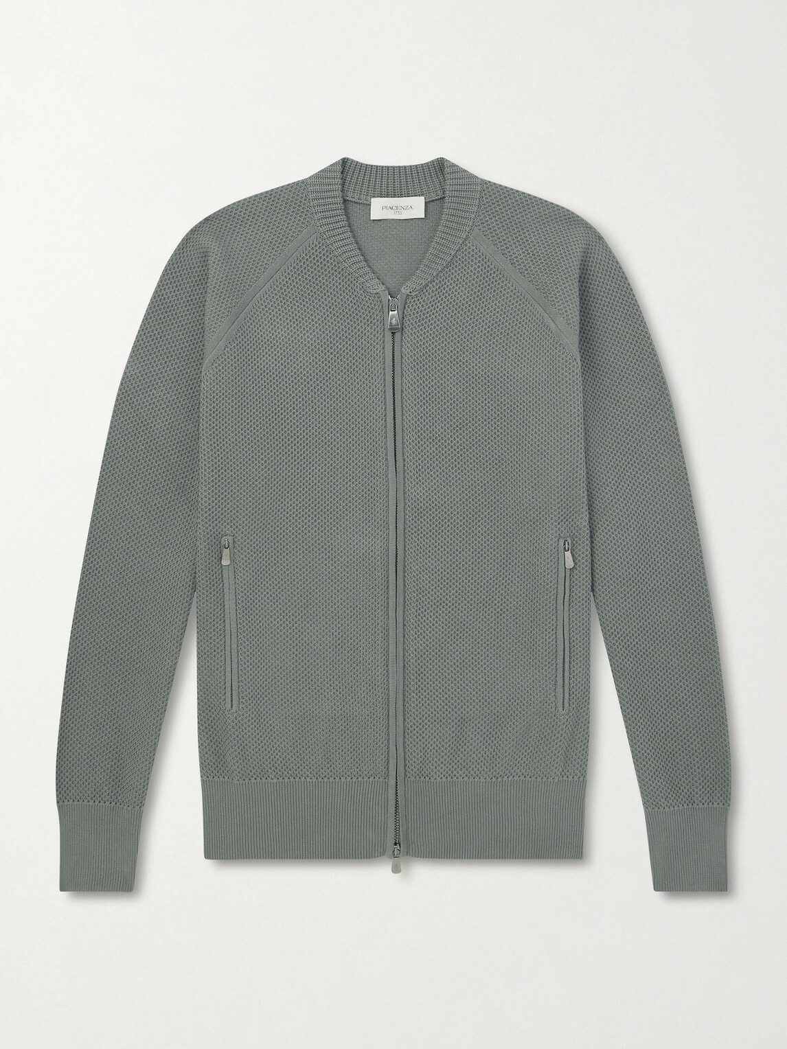 PIACENZA 1733 - Slim-Fit Honeycomb-Knit Cotton Bomber Jacket - Green