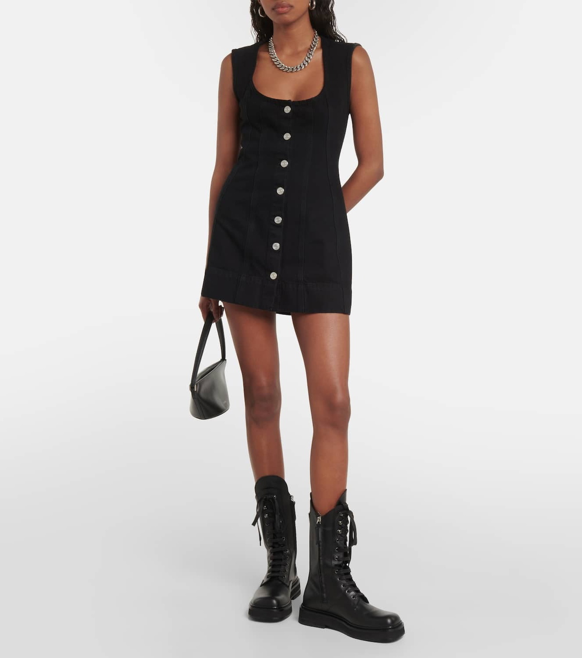 Frame The Seamed Scoop denim minidress