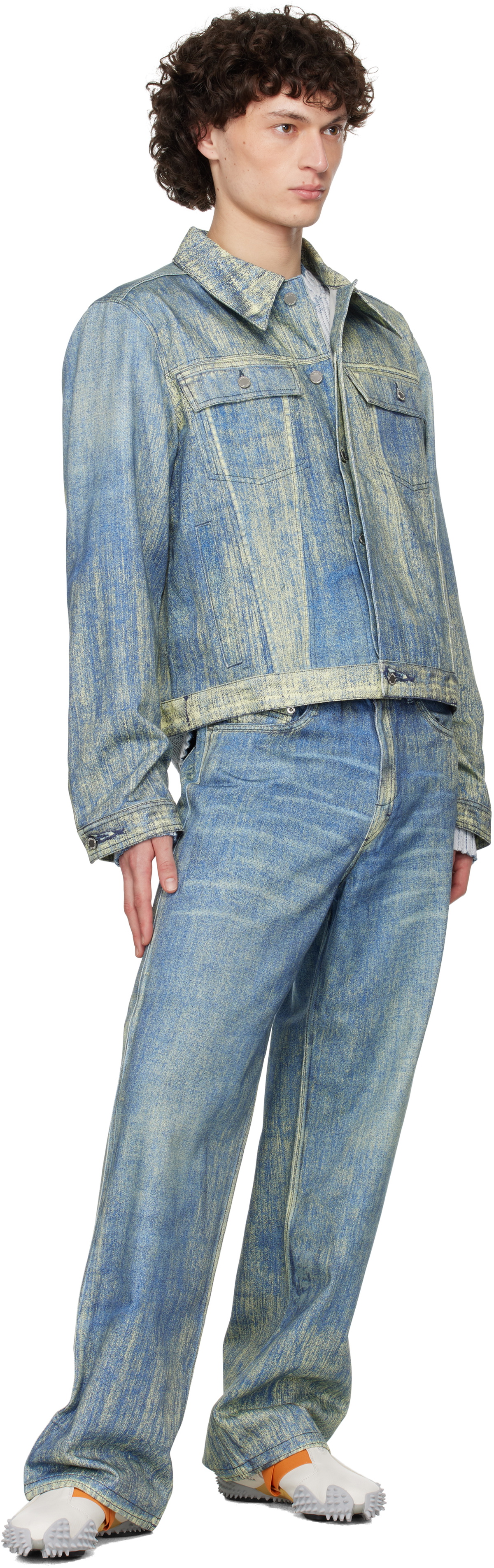 CAMPERLAB Blue Paint Print Denim Jacket