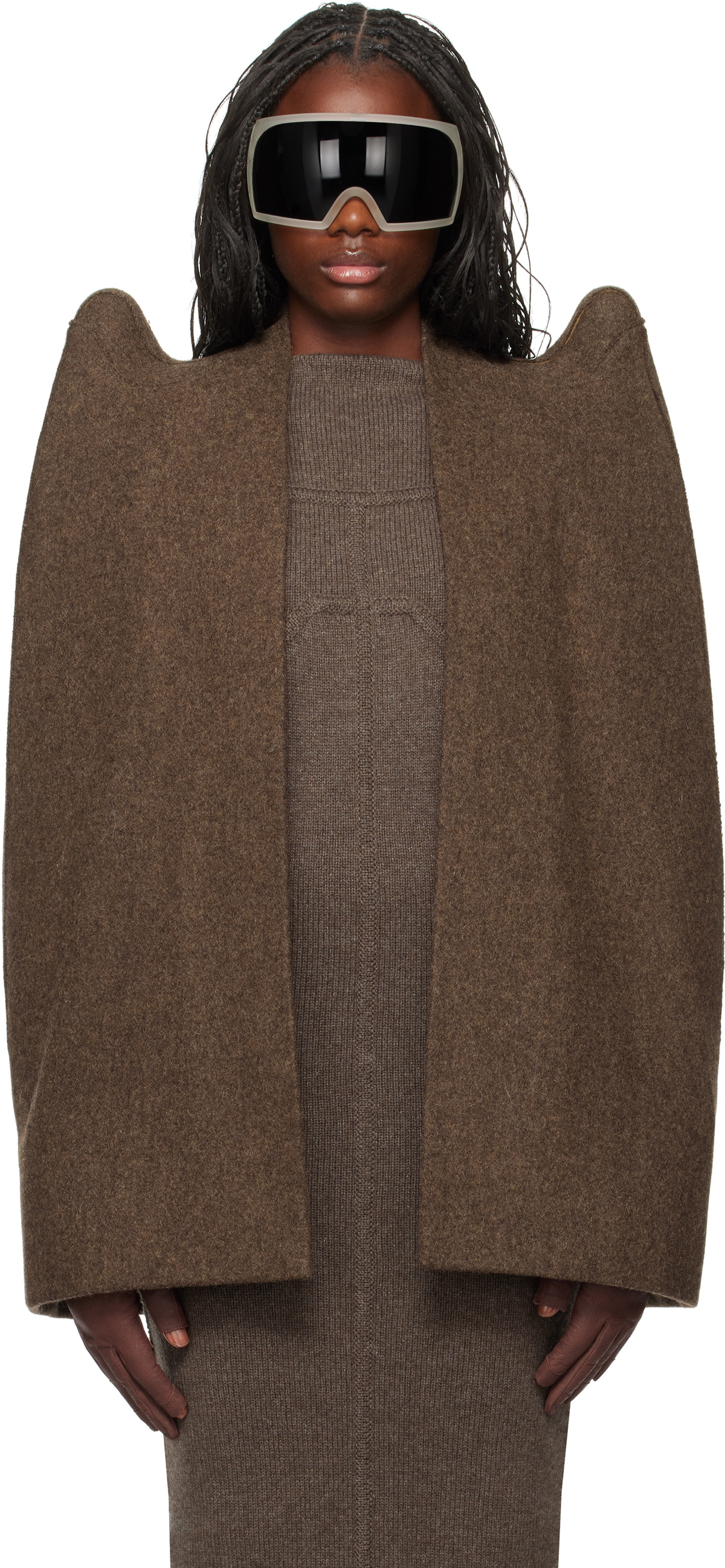 リックオウエンス Rick Owens Short Masto Shearling Cape Rick Owens Short Masto Shearling Cape In Blue | ModeSens