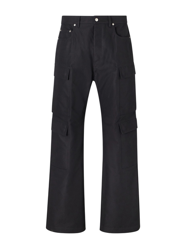Photo: Rick Owens - Geth Straight-Leg Cotton-Blend Canvas Cargo Trousers - Black