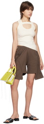 SRVC Brown Asymmetric Shorts
