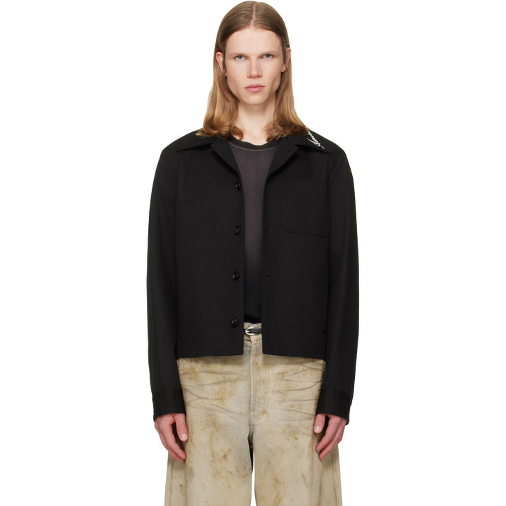 Photo: AMIRI Black Script Collar Shirt Jacket