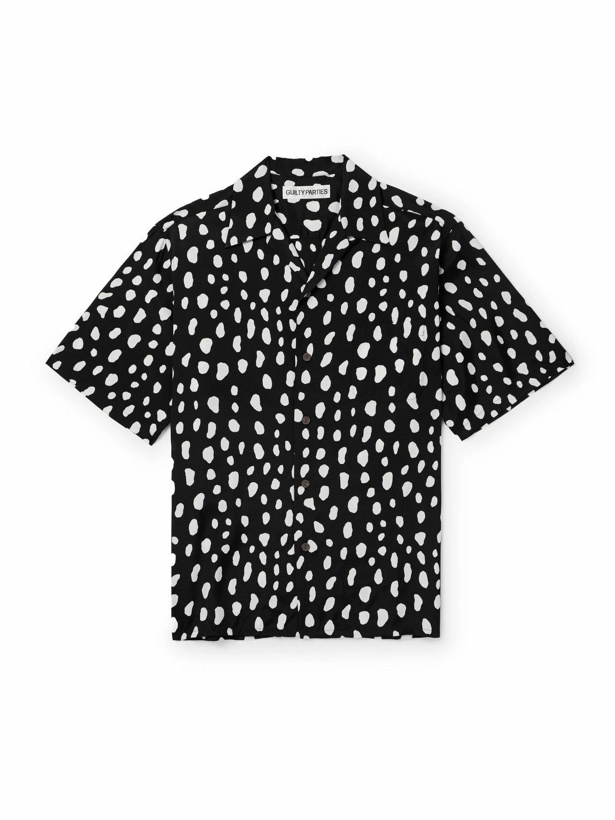 Photo: Wacko Maria - Convertible-Collar Printed Matte-Satin Shirt - Black
