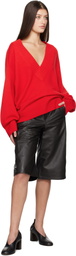 Loulou Studio Red Deep V Neck Sweater