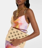 Rabanne Embellished raffia clutch