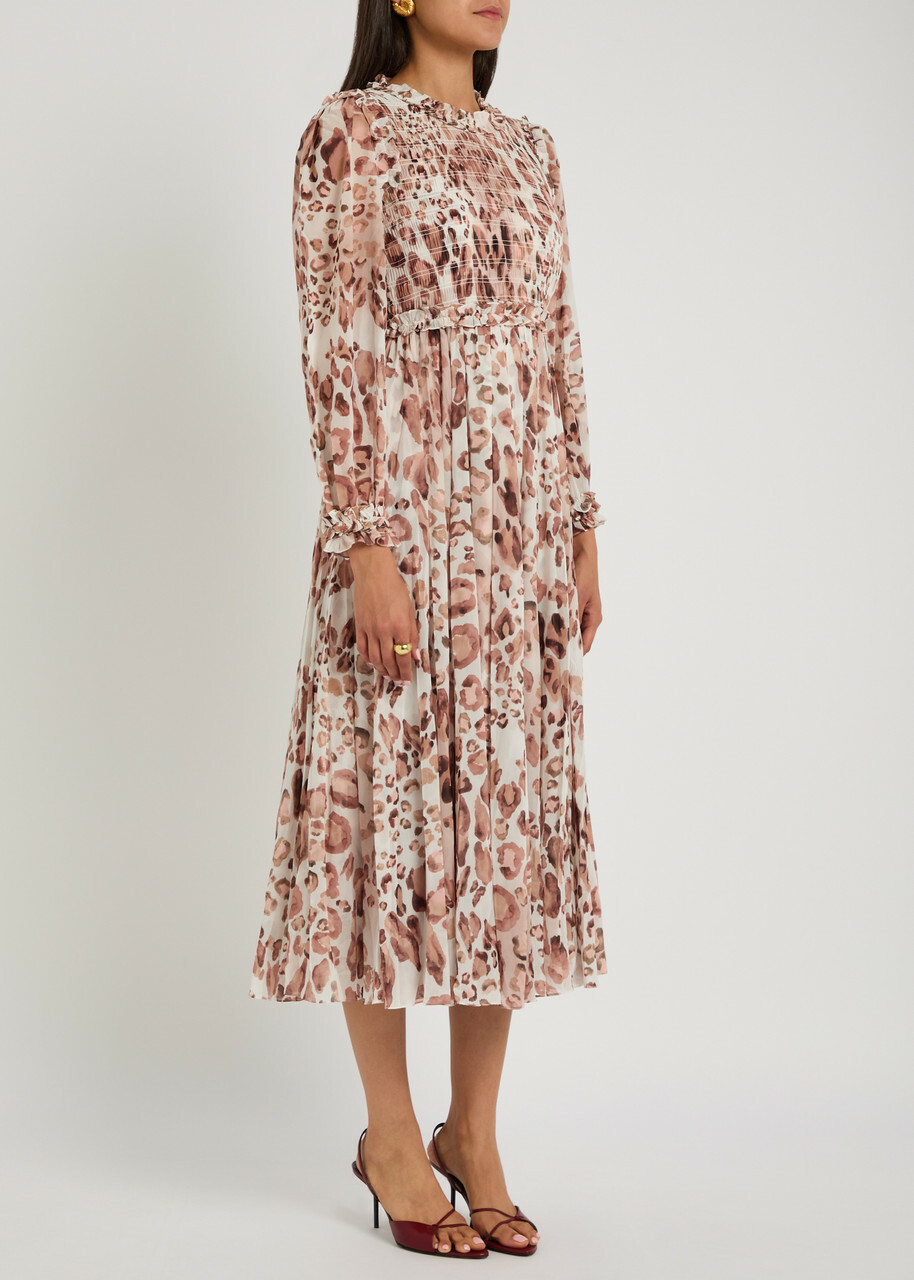 Needle & Thread Leopard-print Chiffon Midi Dress