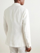 Caruso - Double-Breasted Linen Suit Jacket - White