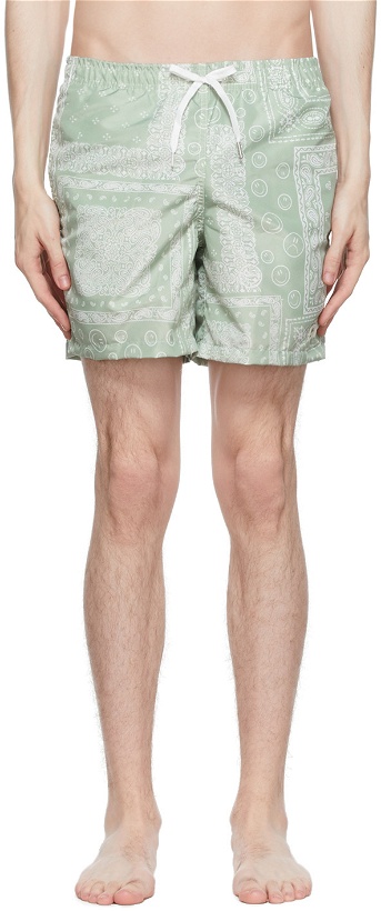 Photo: Bather Green Polyester Swim Shorts