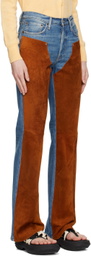 Acne Studios Blue Paneled Leather Pants
