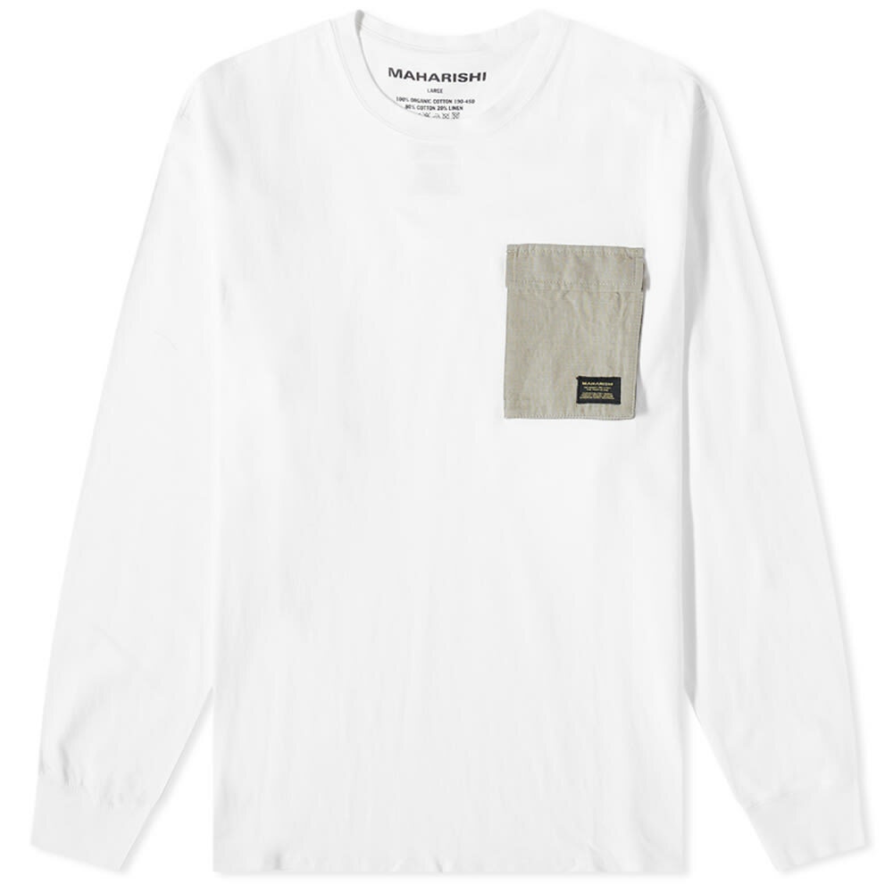 Photo: Maharishi Men's Long Sleeve Organic Utility Pocket T-Shirt in White