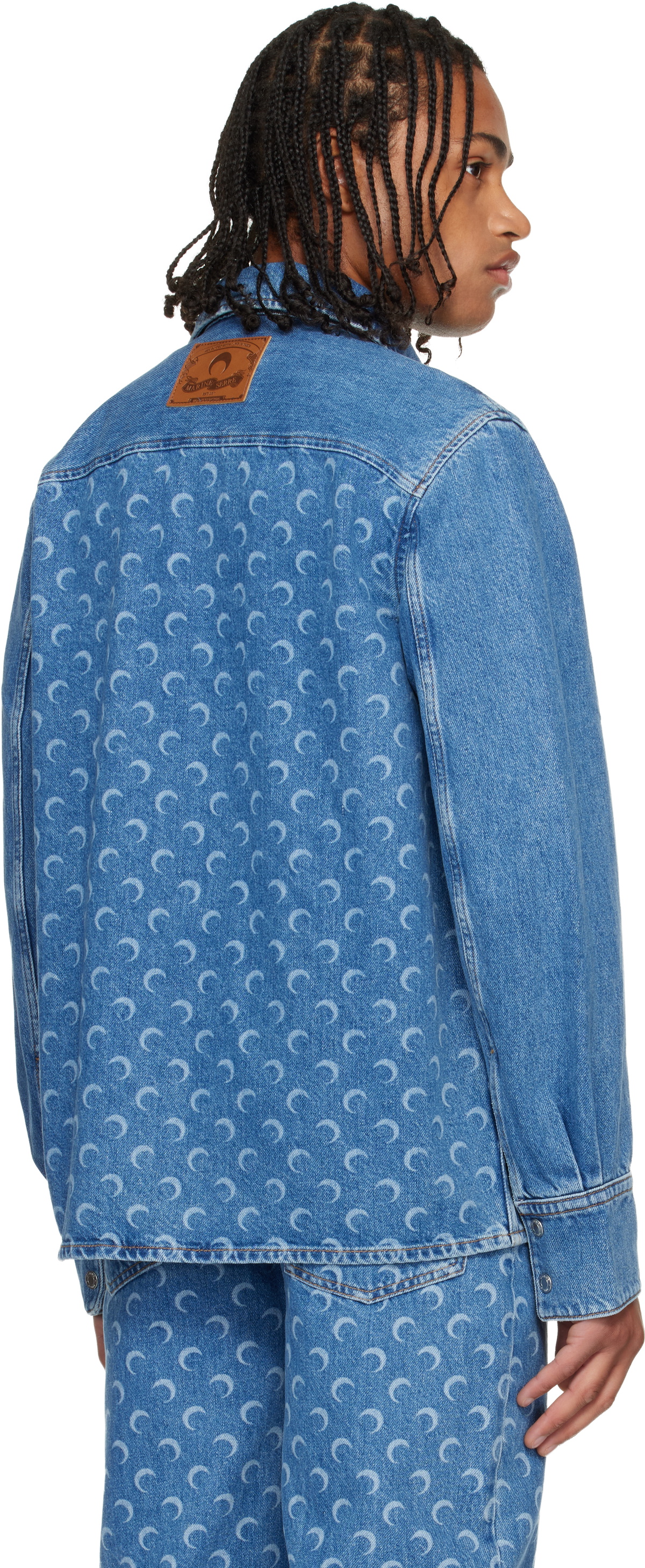 Marine Serre Blue Moon Laser Denim Shirt