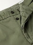 Officine Générale - Edouard Tapered Belted Garment-Dyed Stretch-Cotton Twill Trousers - Green