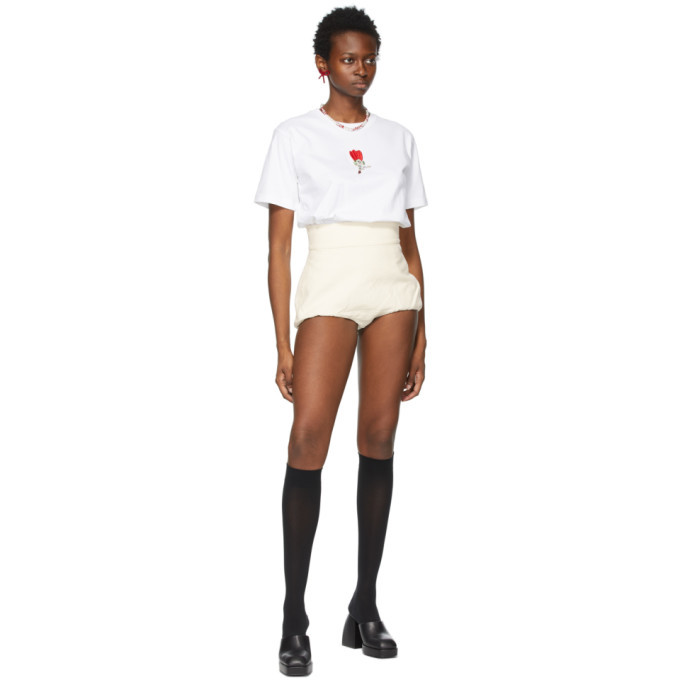 【関税込み】Shushu/Tong ホワイト ビーズ フローラル Tシャツ Shushu/Tong Off-White Floral Appliqué T-Shirt Shushu/Tong