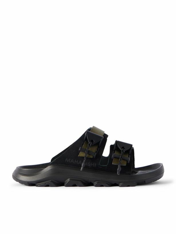 Photo: BIRKENSTOCK 1774 - Maharishi Mogami Terra Tech Suede Sandals - Black