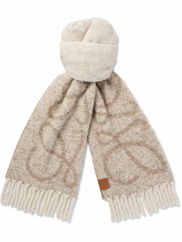 Photo: LOEWE - Logo-Appliquéd Fringed Jacquard-Knit Alpaca and Wool-Blend Scarf