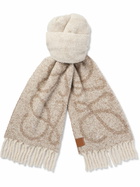 LOEWE - Logo-Appliquéd Fringed Jacquard-Knit Alpaca and Wool-Blend Scarf