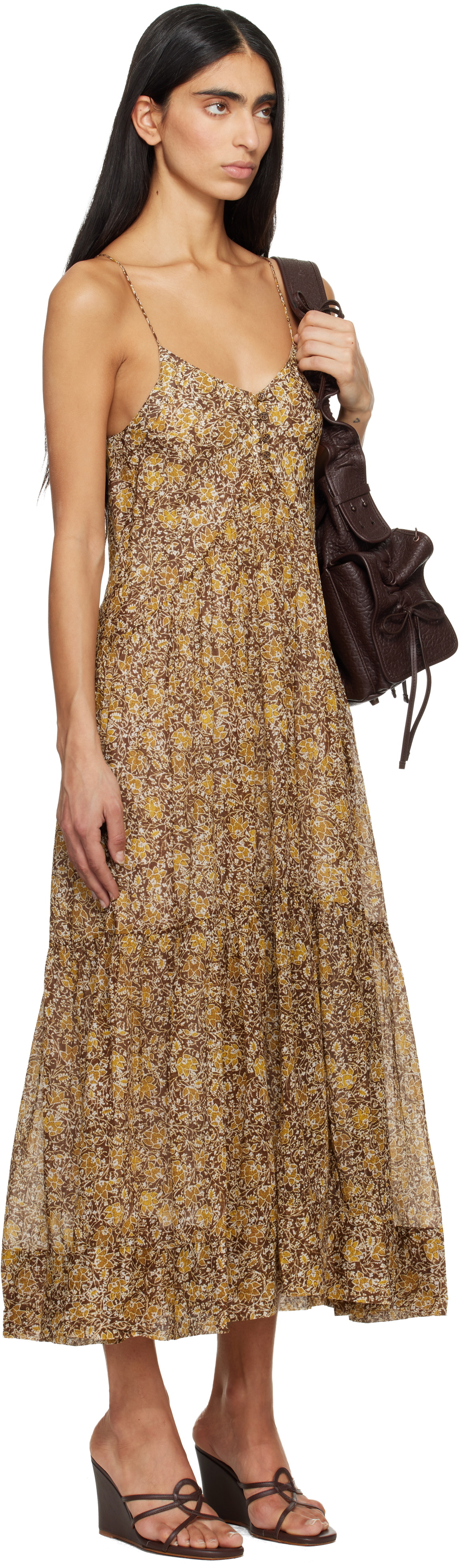 Isabel Marant Etoile Brown & Khaki Sabba Midi Dress