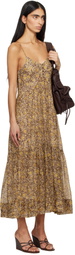 Isabel Marant Etoile Brown & Khaki Sabba Midi Dress