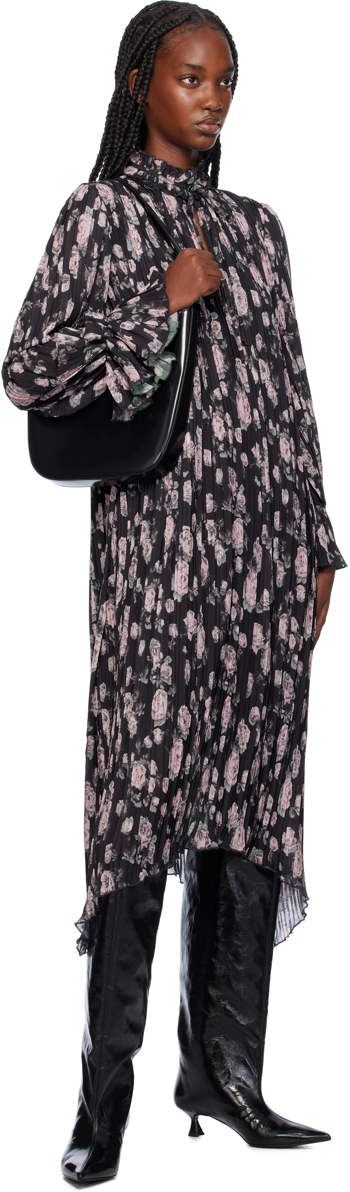 knee length dresses for ladies Plus Size Long Sleeve Glitter Plisse Wrap Midi Dress in Gold