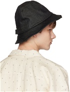Jan-Jan Van Essche Black O-Project Paneled Denim Bucket Hat