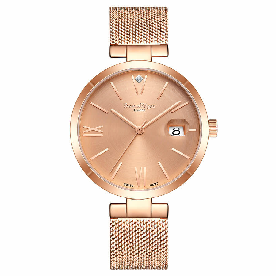 Swan & Edgar Pastel Automatic Rose Gold Dial Ladies Watch SEL002